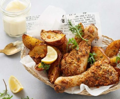 Cornflake-Crumbed Chicken with Wedges