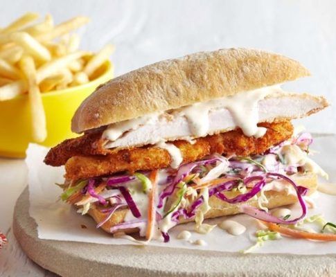 Chicken Schnitzel Caesar Sandwich