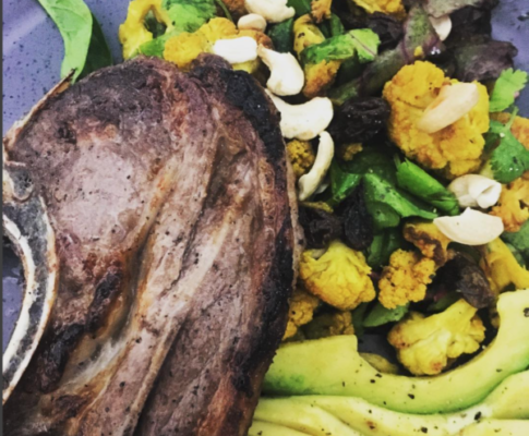 Sumac Lamb Chops with Roasted Cauliflower Salad