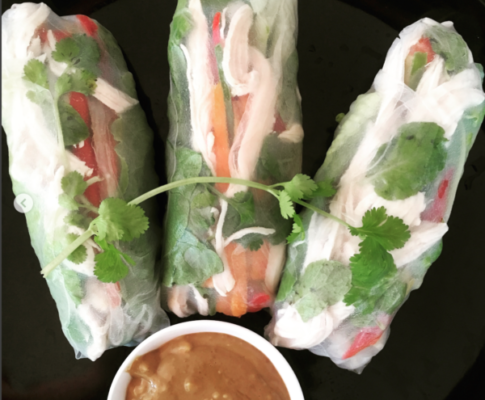 Coconut Milk Poached Chicken Rice Paper Rolls
