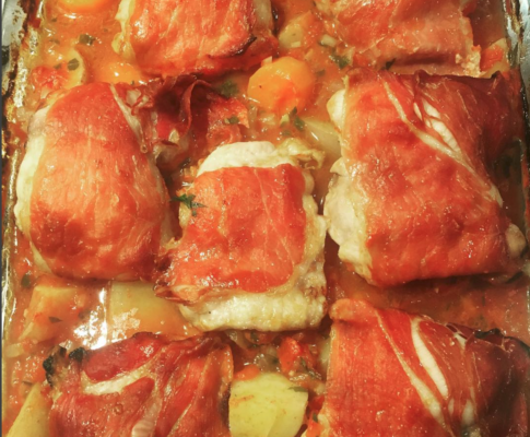 Prosciutto-Wrapped Chicken Bake