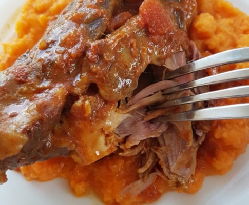 Lamb Shanks with Sweet Potato Mash – Slow Cooked